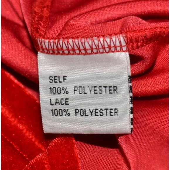 C.O.C. Red Velvet Midi Sheath Dress Plus Size 3X Floral Lace Short Bell Sleeve - Picture 10 of 11